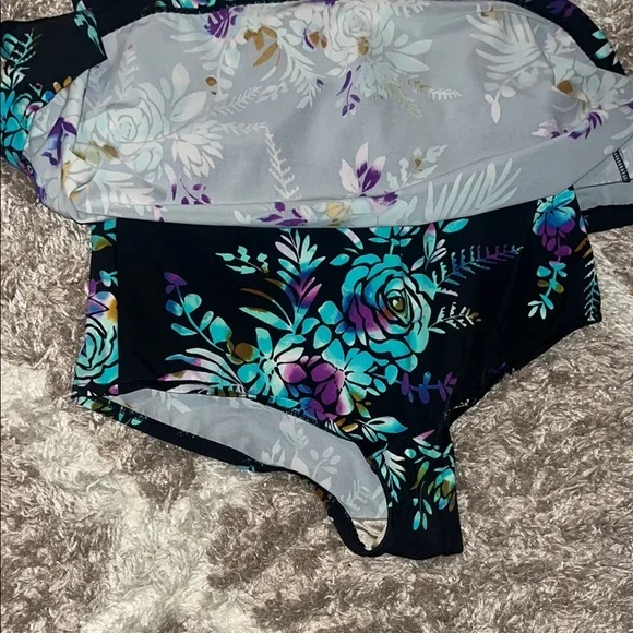 Maxine Of Hollywood Floral Tummy Support One Piece Swimsuit Dress Romper - Picture 8 of 11